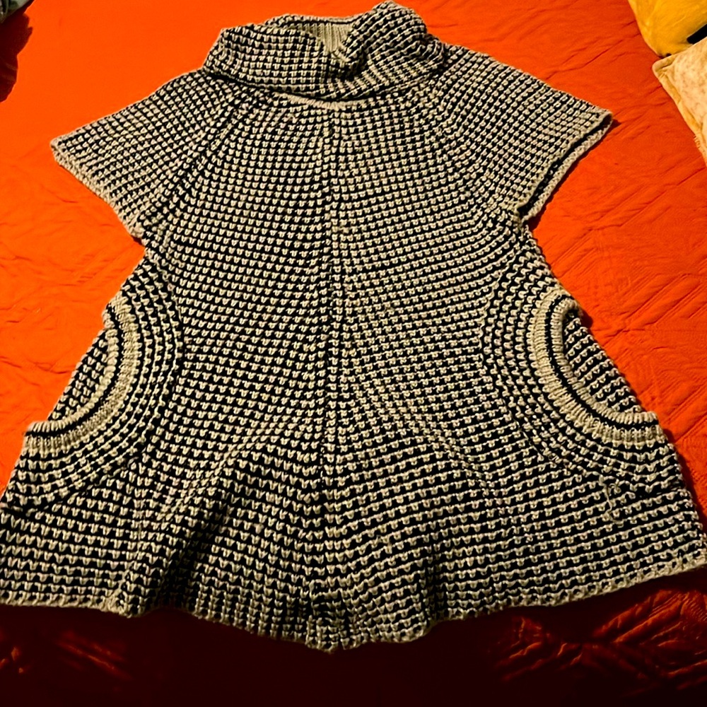 Vintage turtle neck sweater dress with pockets by II Sisters, black and tan